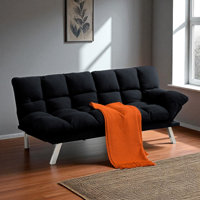 Perdue 67" Corduroy Futon Sofa Be With Adjustable Backrest & Armrests, Metal Legs For Small Apartment by Mercury Row
