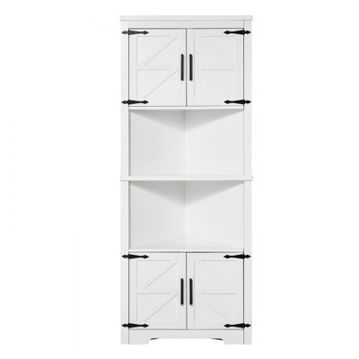 68" Tall Corner Storage Cabinet, 6 Tiers Farmhouse Storage Cabinet with 4 Wooden Doors & Adjustable Shelves, Freestanding Corner Kitchen Cabinet for L
