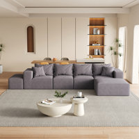 Modern Upholstered Sectional Sofa Couch Set,Modular 132" L Shaped Sectional Living Room Sofa Set With 6 Pillows,Free Combination Sofa Couch For Living by Latitude Run