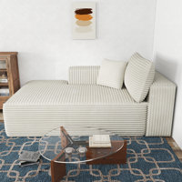 Cloudy Chaise, No Assembly Required, Modern Upholstered Corduroy Chaise With Deep Seat For Living Room Bedroom