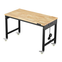 Workbench on Wheels Adjustable Height Table with Power Outlet & Pegboard by 17 Stories