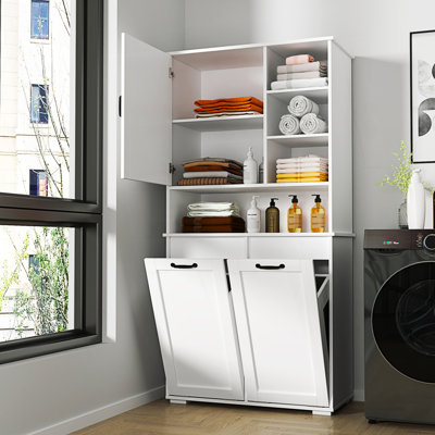 Accent Cabinet, Laundry Cabinet With Doors And Shelf, Tilt-Out Laundry Hamper by Lark Manor