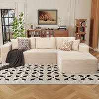 105" Cloud Couch Sectional with L-Shape Chaise No Assembly Required Modular Sectional Sofa for Living Room Apartment by Mercer41