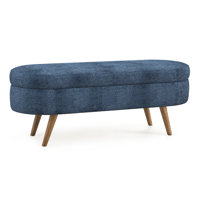 Ottoman Oval Storage Bench,Rubber Wood Legs, (43.5"X16"X16") by Hokku Designs
