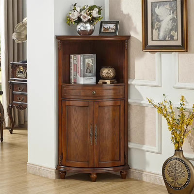 Brown Solid Wood Corner cabinet by Canora Grey