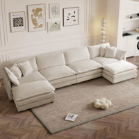 Clitheroe 6-pieces Modular Large U-Shape Sectional Sofa,Chenille Upholstered with Extra Ottomans by Ebern Designs