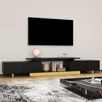 89"W Modern Extendable TV Stand Modern With 2 Door Cabinets And Open Shelf by Ebern Designs