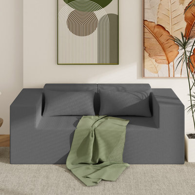 Minimalist Modular Corduroy Cloud Couch Sectional, Oversized Boneless Memory Foam Sofa for Living Room, Modern Comfy Couch by Latitude Run