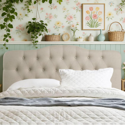 Tufted Upholstered Wingback Headboard, Solid Wood Head Board with Wood Legs, Adjustable Height Bed headboard from 34” to 43” Fabric Headboard in Moder by Latitude Run
