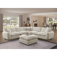6-piece Modular Sectional Sofa Down Filled Wide Deep Seat Couch With Ottoman by Latitude Run
