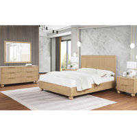 Atlas Light Oak Fluted Platform 5 Pieces Bedroom Set by Red Barrel Studio