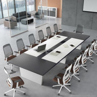 Modern Executive Ergonomic Conference Table With Cable Management And Versatile Design by Inbox Zero