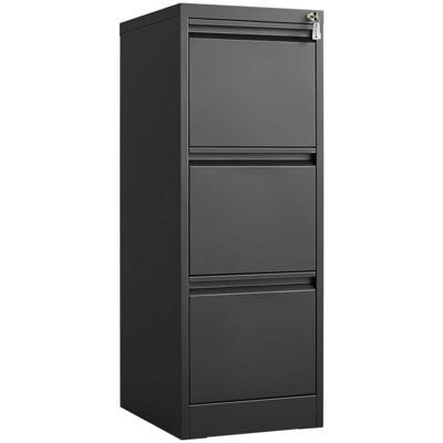 Durable 3-Drawer Metal File Cabinet with Lock, Ideal for Home and Office Storage, Fits Letter/A4/Legal Files by Ebern Designs