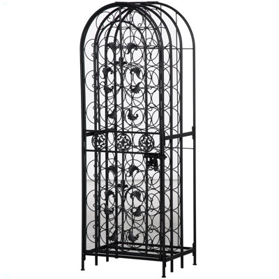 45 Bottle Wrought Iron Wine Rack Jail With Lock by Red Barrel Studio
