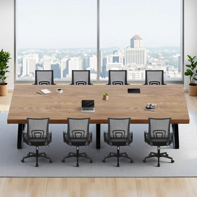 Modern Industrial-style Solid Wood Conference Table by 17 Stories