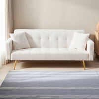 71.7 - Inch Teddy Fleece Sofa Bed With Two Included Throw Pillows by Mercer41