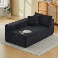 57.7 No-Assembly Faux Fur Chaise Lounge Indoor Sofa by Mercer41