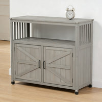 Wooden Patio Bar Table Set with Storage, Outdoor / Indoor Buffet Cabinet Sideboard