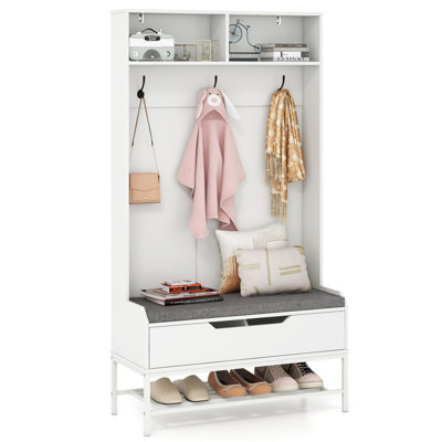 4-in-1 Hall Tree, Coat Rack with Bench and Shoe Storage by Canora Grey