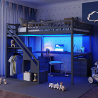 Loft Bed with Two Chest of Drawers, Desk and Light Strip by Harriet Bee