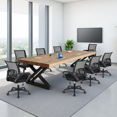 Modern Minimalist Solid Wood Rectangular Conference Table by Loon Peak