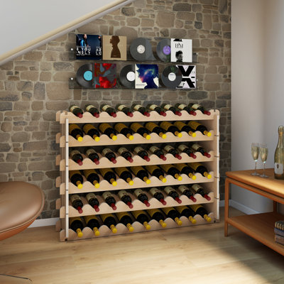54-bottle Stackable Wine Rack - 6-tier Freestanding Storage For Bordeaux-style Bottles, Modular Shelf For Home, Kitchen, Cellar Or Bar by Loon Peak