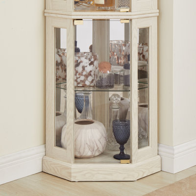 Corner Glass Cabinet Lighted Curio Cabinet Corner Display Case For Living Room, Curio Cabinet, Antique Collection, Wine,Bar Glass Storage Light Includ by Red Barrel Studio
