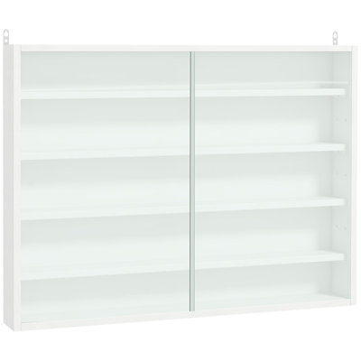 5-Tier Wall-Mounted Glass Display Cabinet With 2 Doors And Adjustable Shelves For Collectibles And Decor by Ebern Designs