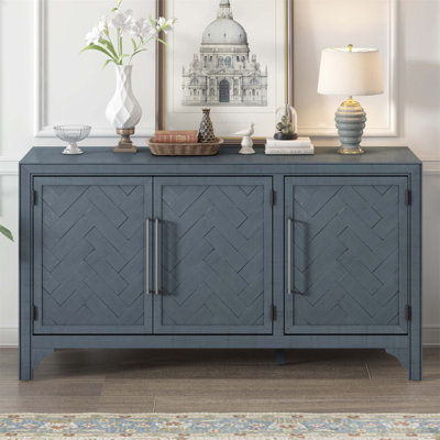 Designed Storage Cabinet Sideboard with MDF+Pine Veneer, Adjustable Shelves for Living Rooms, Entrance, and Study by George Oliver
