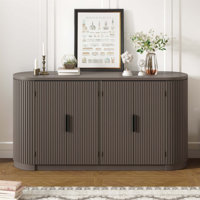 Vertical Striped Door Storage Cabinet with Metal Handles, Adjustable Shelves for Study, Entryway, and Living Room by Latitude Run