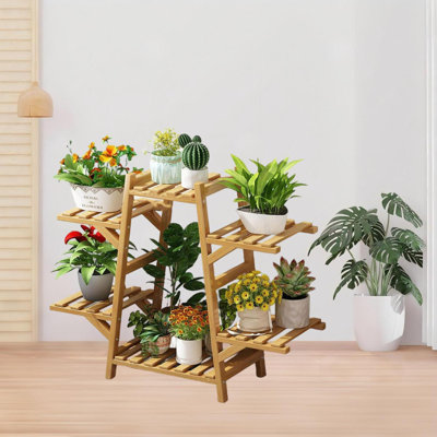 6 Tier Bamboo Plant Shelf Stand for Indoor and Outdoor by Latitude Run