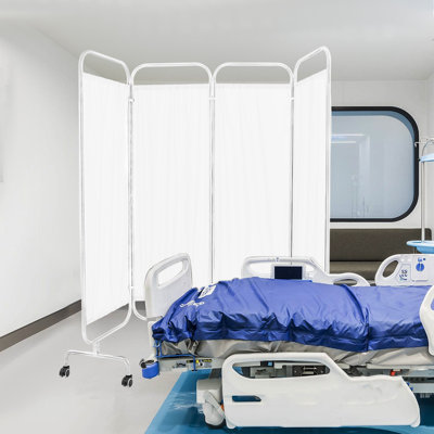 Privacy Screen, 4-Panel Medical Privacy Screen With Wheels, Mobile Medical Privacy Screen Room Divider(78.74*70.87In) by Latitude Run