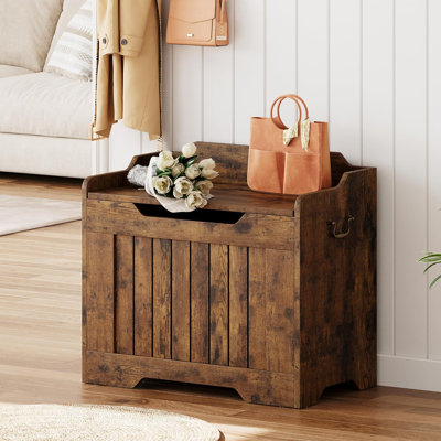 Wood Toy Chest with Safety Hinge, Storage Bench Trunk for Entryway or Playroom, 350 lbs Weight Capacity by Lark Manor