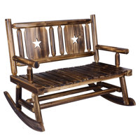 Outdoor Rocking Bench, Wooden Rocking Chair For 2 Persons, Heavy Duty Rustic Log Porch Bench Rocker For Patio, Backyard, Garden Farmhouse Decor by Millwood Pines