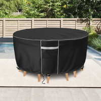 90 in. Outdoor Round Table Cover Waterproof Round Patio Cover for All Weather-90 in. x 40 in. by Arlmont & Co.