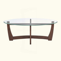 Oval Tempered Glass Coffee Table with Solid Wood Frame by Latitude Run