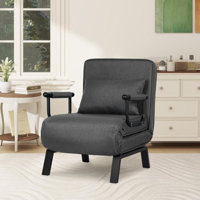 21.6" Convertible Chair Bed Sleeper With 5-Position Adjustable Backrest & Pillow by Trule