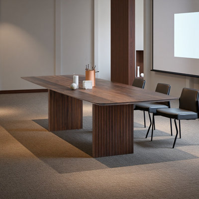 Solid Wood Modern Natural Grain  Conference Table by Latitude Run
