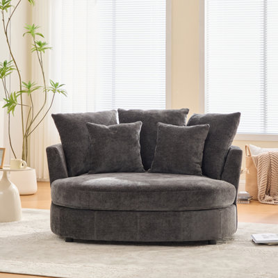 Upholstered Oversized Slipcovered Accent Chenille Barrel Chair Round Sofa Chair