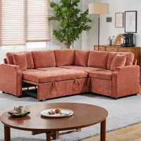 81.9" L-Shaped Sectional Sofa Bed with Storage – Chenille Upholstered Convertible Sleeper, 4-Seat Modular Couch with Hidden Compartment & Throw Pillow by Latitude Run
