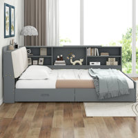 Full Wood Platform Bed with Storage Headboard and Functional Open Shelf System by Latitude Run