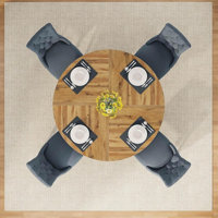 Round Farmhouse Dining Table Wood Kitchen Table for 4 Cross Base Wooden Dinner Table for Dining Room Breakfast Nook or Living Area by Gracie Oaks