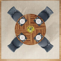 Round Farmhouse Dining Table Wood Kitchen Table for 4 Cross Base Wooden Dinner Table for Dining Room Breakfast Nook or Living Area by Gracie Oaks