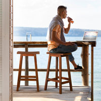 28.7 In. Solid Wood Outdoor Bar Stools Set Of 2 by Winston Porter