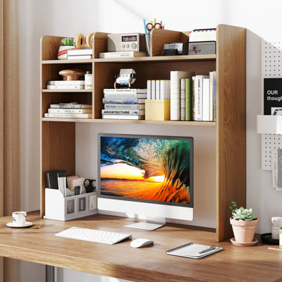 3-Tier Desktop Bookshelf w/ 6 Shelves Desk Organizer for Computer Desk