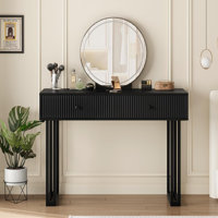 49.2” Vanity Desk with Mirror and Lights, Makeup Vanity with 3 Color Lights & Adjustable Brightness, Bedroom Table with 2 Drawers by Wrought Studio