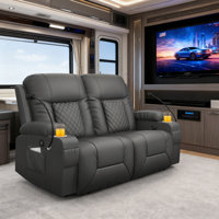 55” RV Loveseat Recliner Sofa, Wall Hugger Recliners with USB Ports, Cup Holders, Insert Pockets, RV Recliners for Travel Trailers & Living Room, RV C by Latitude Run