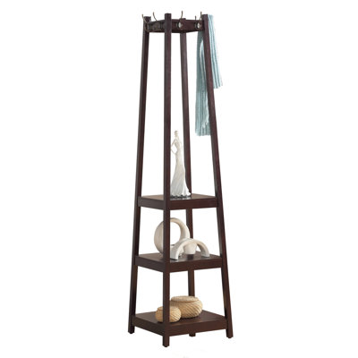Coat Rack W/ 3-Tier Storage Shelves In  Finish, Bathroom Shelves, Storage Shelves by Hokku Designs