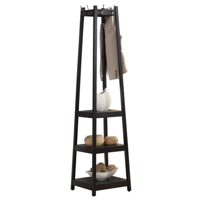 Coat Rack W/ 3-Tier Storage Shelves In  Finish, Bathroom Shelves, Storage Shelves by Hokku Designs