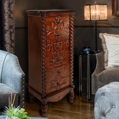 Floral Motif 6 Drawer Chest by World Menagerie